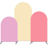 Lofaris Double Sided Pink Solid Arch Backdrop Kit for Party